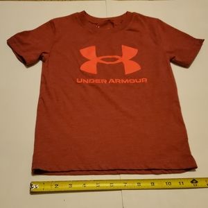 Under Armour boy's girl's unisex cotton blend burgundy logo graphic print tee